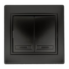 Выключатель двухклавишный 10А 250В  IP20 Intro Plano, антрацит 1-104-05