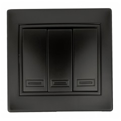 Выключатель трехклавишный 10А 250В  IP20 Intro Plano, антрацит 1-106-05