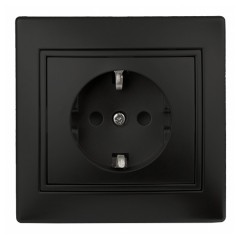 Розетка 2P+E Schuko со шторками 16А 250В IP20 Intro Plano, антрацит 1-206-05
