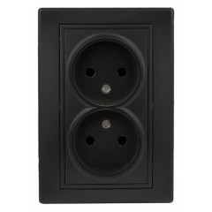 Розетка 2х2P 16А 250В IP20 Intro Plano, антрацит 1-204-05