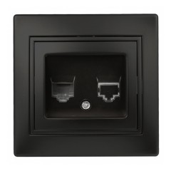 Розетка информационная RJ45 IP20  Intro Plano, антрацит 1-303-05