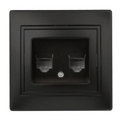 Розетка информационная 2хRJ45 IP20  Intro Plano, антрацит 1-304-05