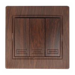 Выключатель трехклавишный 10А 250В  IP20 Intro Plano, венге 1-106-10