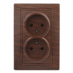 Розетка 2х2P 16А 250В IP20 Intro Plano, венге 1-204-10