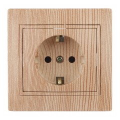 Розетка 2P+E Schuko 16А 250В IP20 Intro Plano, сосна 1-202-11