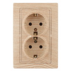 Розетка 2х2P+E Schuko 16А 250В IP20 Intro Plano, сосна 1-205-11