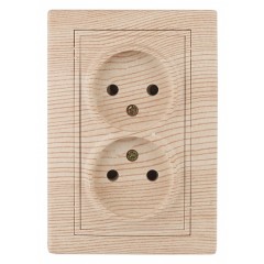 Розетка 2х2P 16А 250В IP20 Intro Plano, сосна 1-204-11