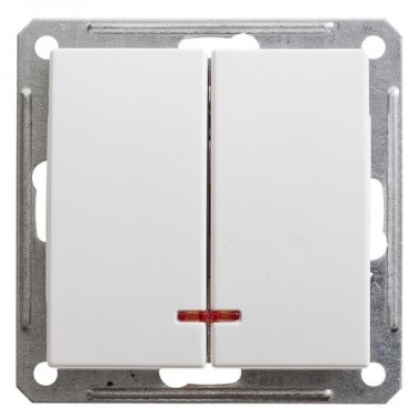 Отзывы Двухклавишный выключатель с подсветкой 10А механизм SE W59, белый