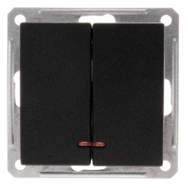Купить Двухклавишный выключатель с подсветкой 10А механизм SE W59, черный бархат