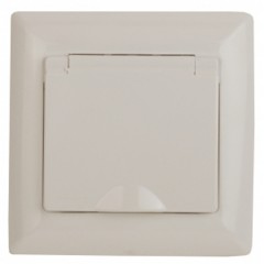 Розетка 2Р+Е Schuko с крышкой со шторками 16А-250В Intro Solo, слоновая кость 4-207-02 (бежевый)