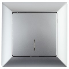 Выключатель с подсветкой 10А-250В Intro Solo, алюминий 4-102-03