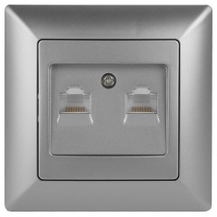 Розетка информационная 2хRJ45 Intro Solo, алюминий 4-304-03