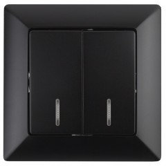 Выключатель двойной с подсветкой 10А-250В Intro Solo, антрацит 4-105-05