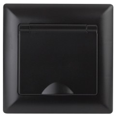 Розетка 2Р+Е Schuko с крышкой 16А-250В Intro Solo, антрацит 4-203-05