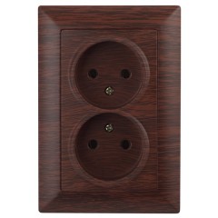Розетка 2х2Р 16А-250В Intro Solo, венге 4-204-10