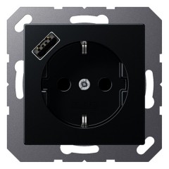 Розетка с/з и с USB-зарядным устройством тип тип С  Jung A Матовый антрацит