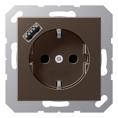 Розетка с/з и с USB-зарядным устройством тип С  Jung A Мокка
