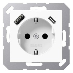 Розетка с/з и с USB-зарядным устройством тип A+тип С  Jung A Белый