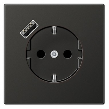 Купить Розетка с/з и с USB-зарядным устройством тип С Jung LS Антрацит