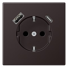 Розетка с/з и с USB-зарядным устройством тип A+тип С Jung LS Латунь Dark