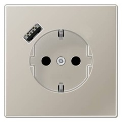 Розетка с/з и с USB-зарядным устройством тип С Jung LS Нержавеющая сталь