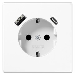 Розетка с/з и с USB-зарядным устройством тип A+тип С Jung LS Белый