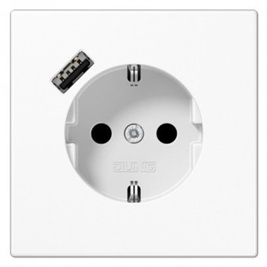 Купить Розетка с/з и с USB-зарядным устройством тип A Jung LS Белый