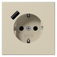 Розетка с/з и с USB-зарядным устройством тип A Jung LS Слоновая кость