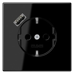 Розетка с/з и с USB-зарядным устройством тип A Jung LS Черный