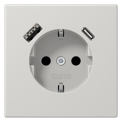 Розетка с/з и с USB-зарядным устройством тип A+тип С Jung LS Светло-серый