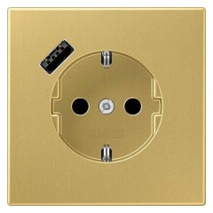 Розетка с/з и с USB-зарядным устройством тип С Jung LS Латунь Classic