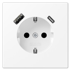 Розетка с/з и с USB-зарядным устройством тип A+тип С Jung LS Белоснежный матовый