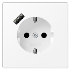 Розетка с/з и с USB-зарядным устройством тип A  Jung LS Белоснежный матовый