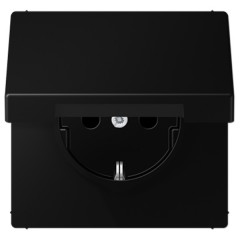 Розетка с/з автозажим с крышкой Jung LS Черный матовый