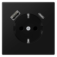 Розетка с/з и с USB-зарядным устройством тип A+тип С Jung LS Черный матовый
