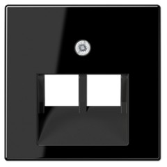 Накладка 2-ая компьютерной/телефонной RJ45/RJ11 розетки наклонная Jung A+AS Черный матовый