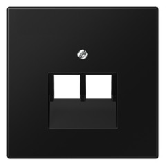 Накладка 2-ая компьютерной/телефонной RJ45/RJ11 розетки наклонная Jung LS Черный матовый