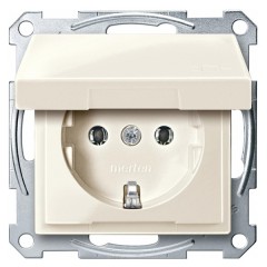 Розетка c/з с крышкой автозажим Merten System M Бежевый