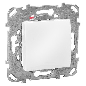 Обзор Кнопочный выключатель  SE Unica, белый