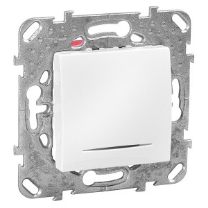 Обзор Кнопочный выключатель  с подсветкой SE Unica, белый