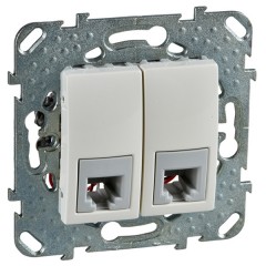Розетка телефонная  2хRJ11 (4 контакта) SE Unica, бежевый