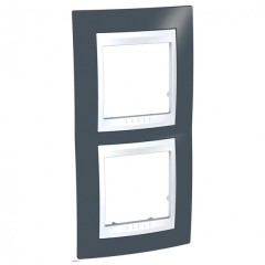 Рамка Unica хамелеон 2 поста вертикальная серо-зеленый/белая