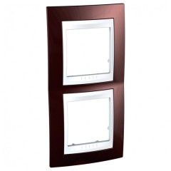 Рамка Unica хамелеон 2 поста вертикальная терракотовый/белая