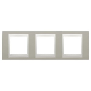 Рамка Unica хамелеон 3 поста горизонтальная серый/белая