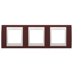 Рамка Unica хамелеон 3 поста горизонтальная терракотовый/белая