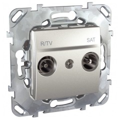 Розетка телевизионная  TV-FM-SAT простая SE Unica Top, алюминий