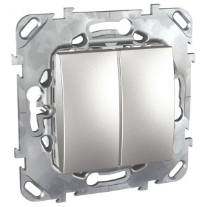 Обзор Двухклавишный выключатель   SE Unica Top, алюминий