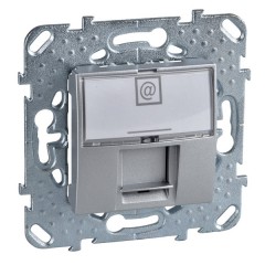 Компьютерная розетка  1хRJ45 кат. 5е с полем для надписи  SE Unica Top, алюминий