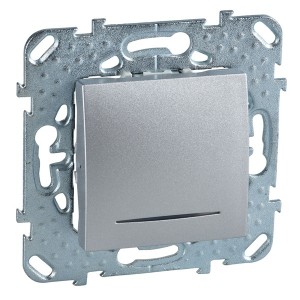 Обзор Одноклавишный выключатель  с подсветкой  SE Unica Top, алюминий