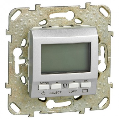 Отзывы Программируемый термостат  комнатный (от +5 до +30 градусов) 8А  SE Unica Top, алюминий